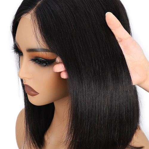 UNice Glueless Yaki Straight Short Bob Wig with Drawstring Pre-cut 7x5 HD Lace Human Hair Wigs with Bleached Knots Beginner Friendly Natural Hairline summer wig Delrforyoudays